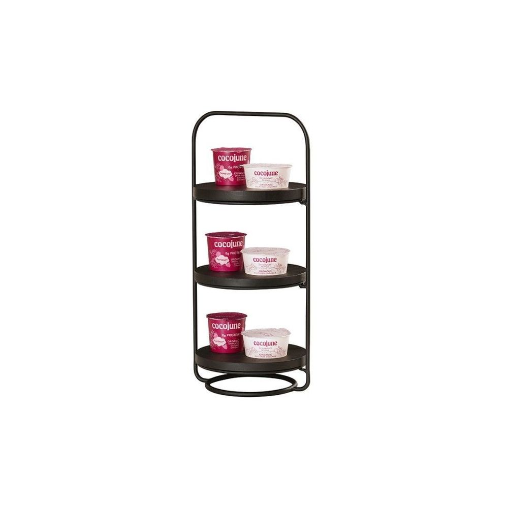 Cal-mil Logan Collection Black Wire Round 3-tier 8 Inch Plate Stand, 9 1/4 X 9 1/4 X 21 Inch