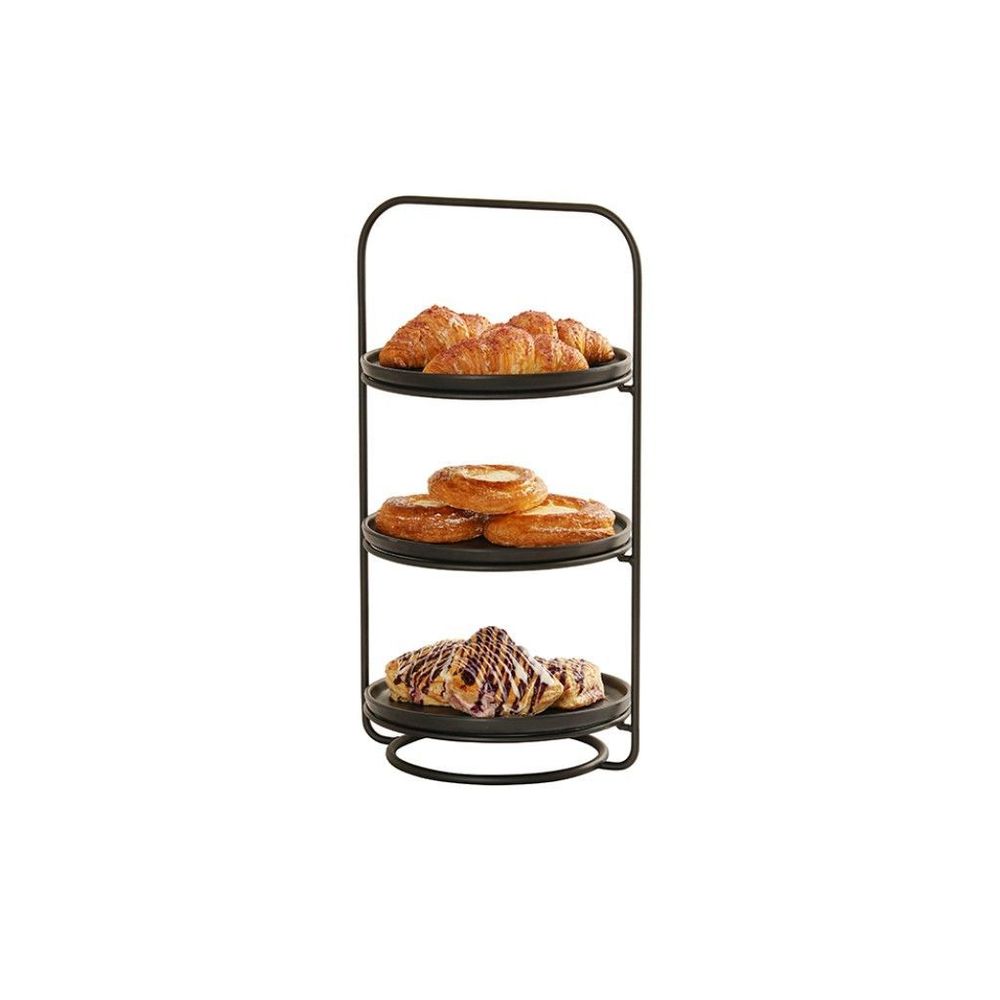 Cal-mil Logan Collection Black Wire Round 3-tier 10 Inch Plate Stand, 11 3/4 X11 3/4 X 21 Inch