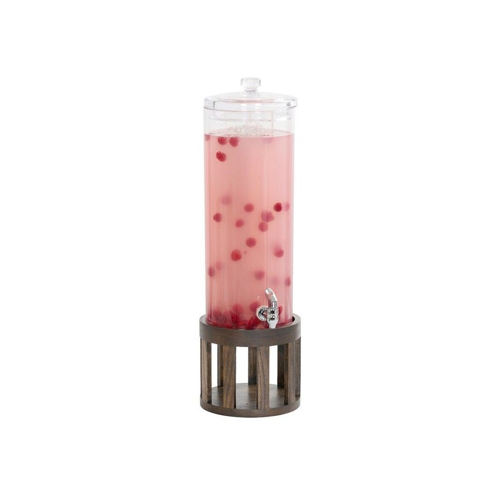 Dispensador De Bebidas Con Hielo Redondo De Madera De Roble Color Marrón Chocolate De La Colección Cal-mil Melrose, Capacidad De 3 Galones