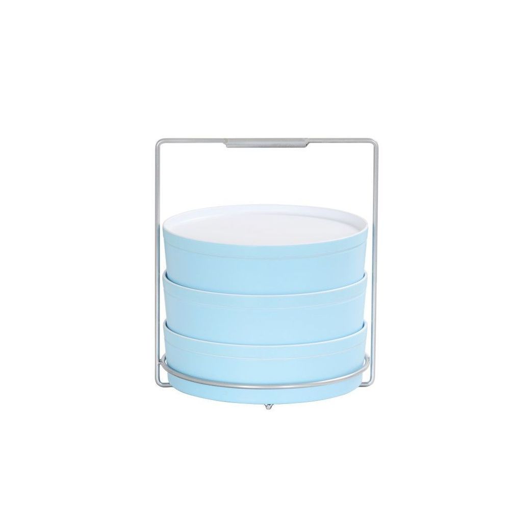 Cal-mil Round Stainless Steel Bento Carrier To Fits Three 9 Or 10 Inch Bento Boxes, 10.25 X 10.25 X 16 Inch