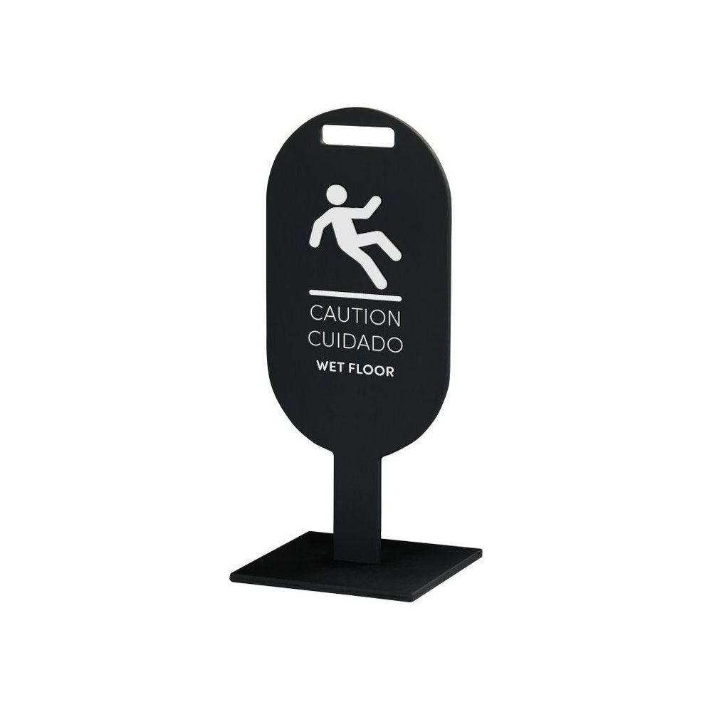 Cal-mil Vista Collection Black Oval Wet Floor Sign, 10 X 10 X 24 Inch