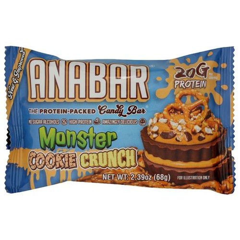 Anabar Monster Cookie Crunch Protein Candy Bar, 2.39 Ounce -- 12 Per Case