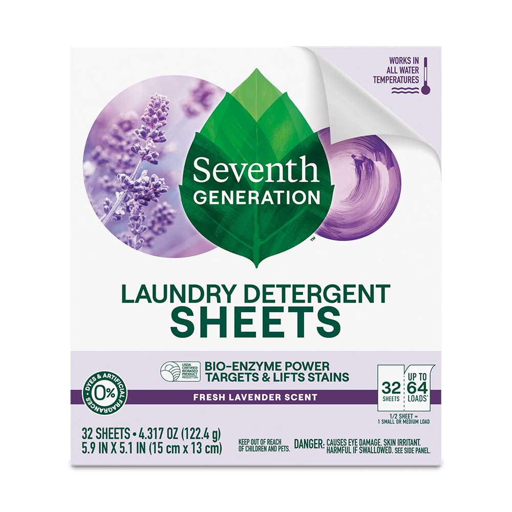 Seventh Generation Fresh Lavender Laundry Detergent Sheets, 32 Count -- 8 Per Case