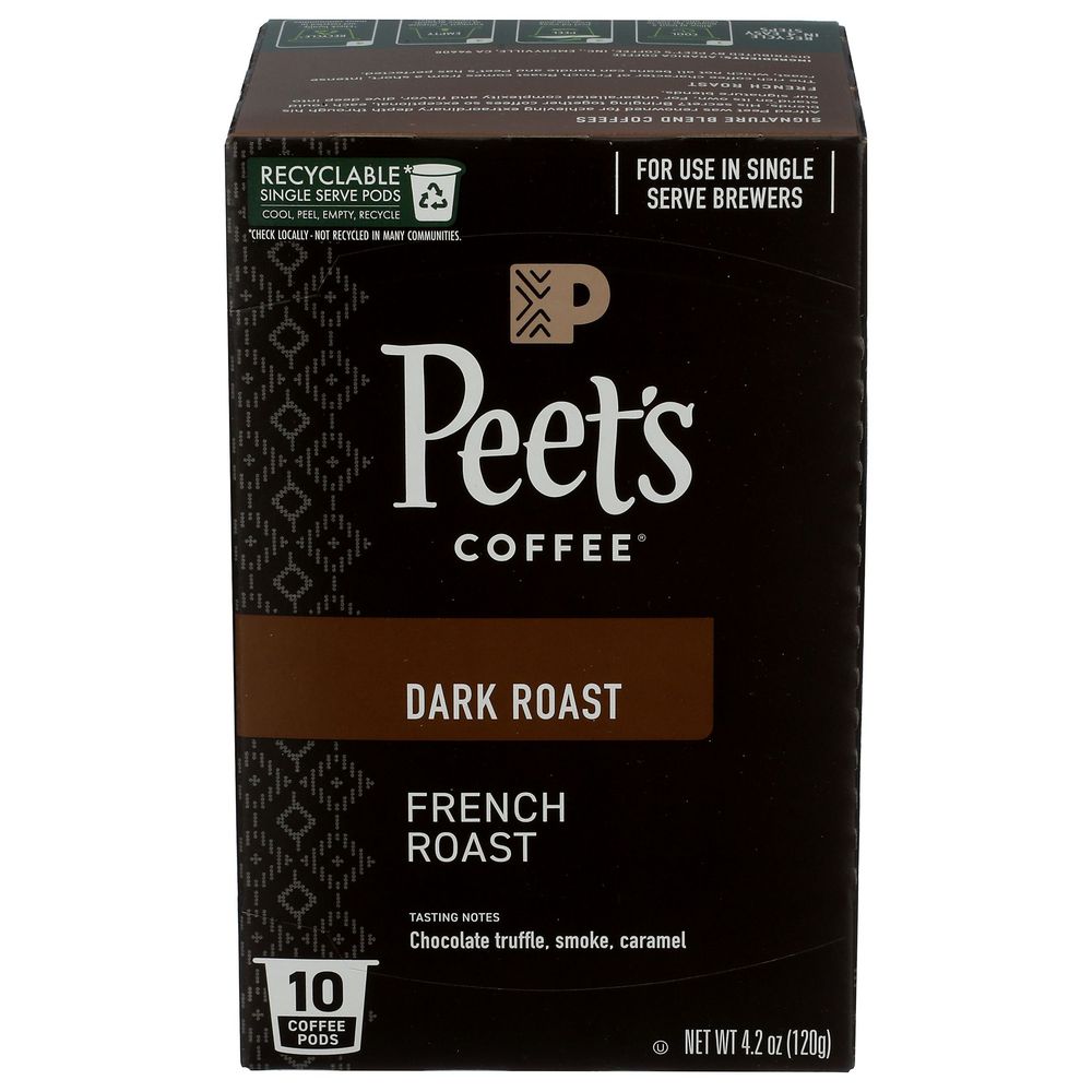 Peet's French Dark Roast Coffee Pods, 10 Count -- 6 Per Case