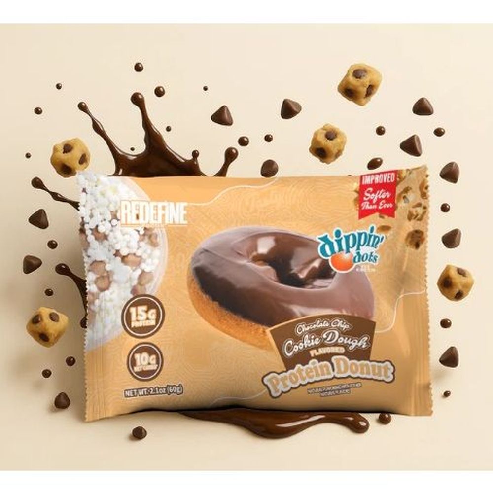 Redefine Foods Dippin' Dots Chocolate Chip Cookie Dough Protein Donut, 2.15 Ounce -- 8 Per Case