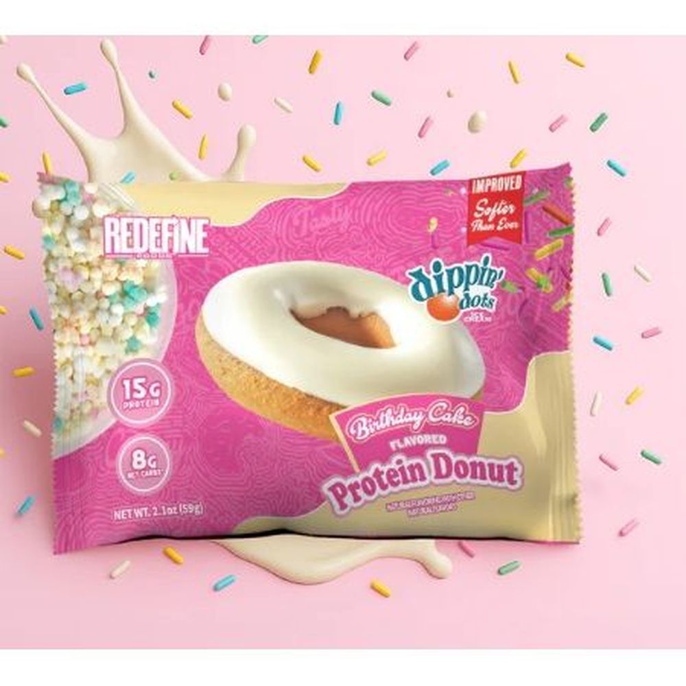 Redefine Foods Dippin' Dots Birthday Cake Protein Donut, 2.1 Ounce -- 8 Per Case