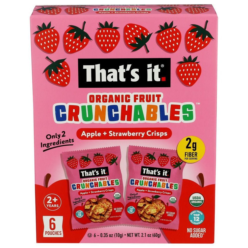That's It Crunchables Organic Apple And Strawberry Crisps, 2.1 Ounce -- 6 Per Case