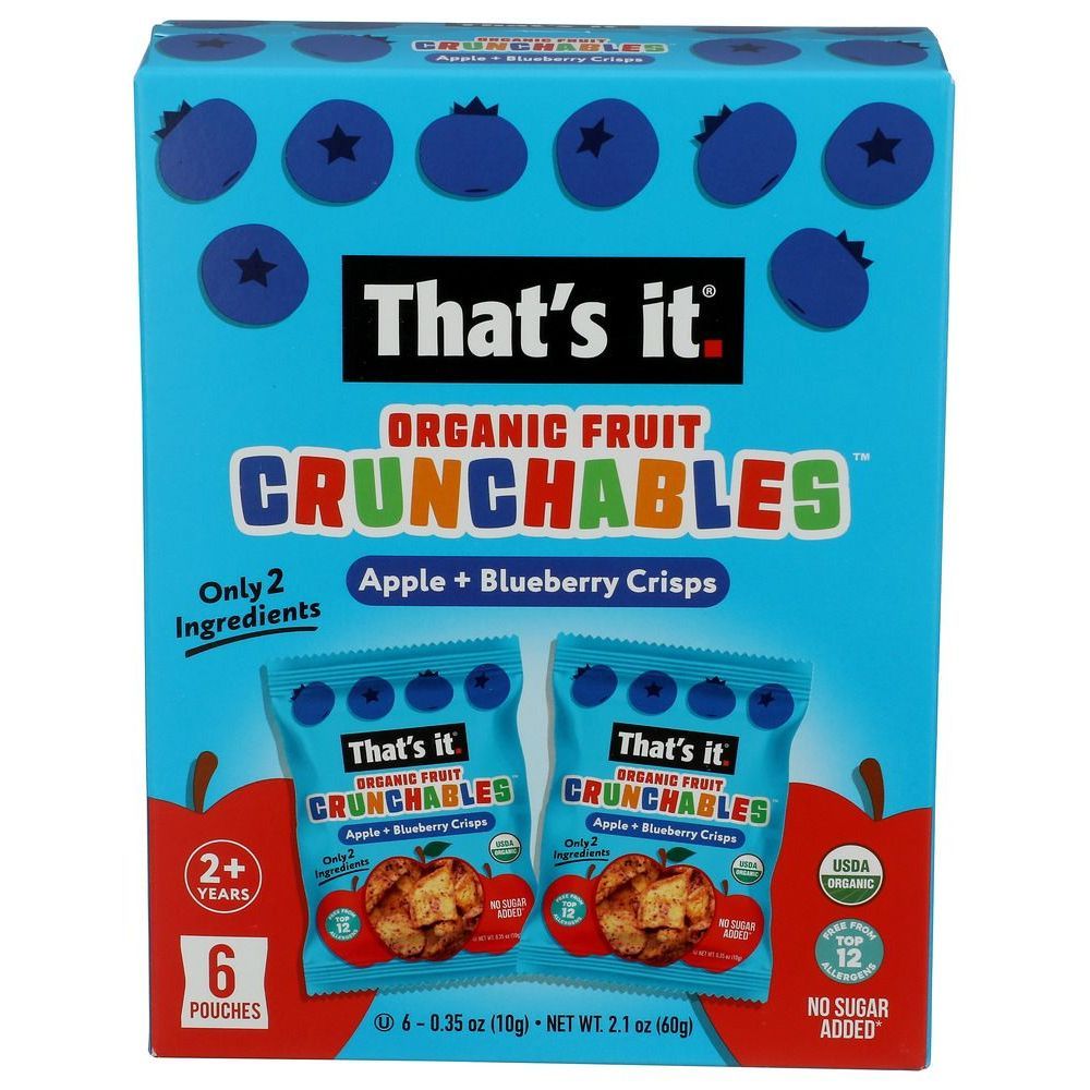 That's It Crunchables Organic Apple And Blueberry Crisps, 2.1 Ounce -- 6 Per Case