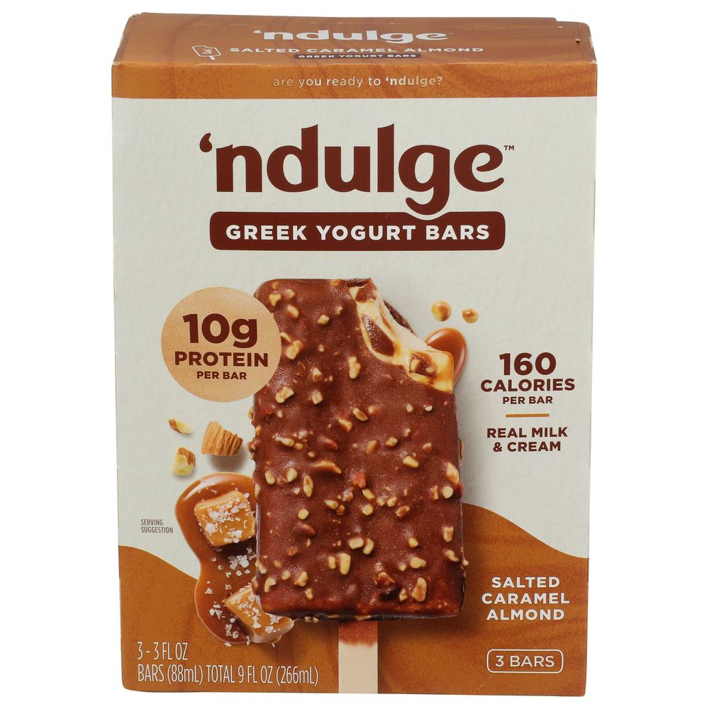 Ndulge Salted Caramel Almond Greek Yogurt Bar, 9 Fluid Ounce -- 6 Per Case
