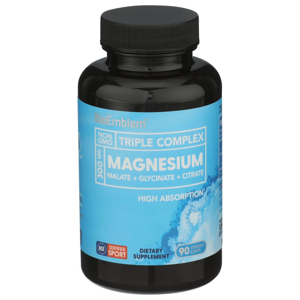 Bioemblem 300 Mg Triple Complex Magnesium Veggie Capsules, 90 Count