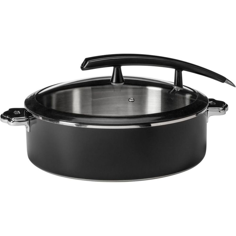 Rosseto Rondeau Buffet Server Round Black Pot With Food Pan, 5.28 Quart