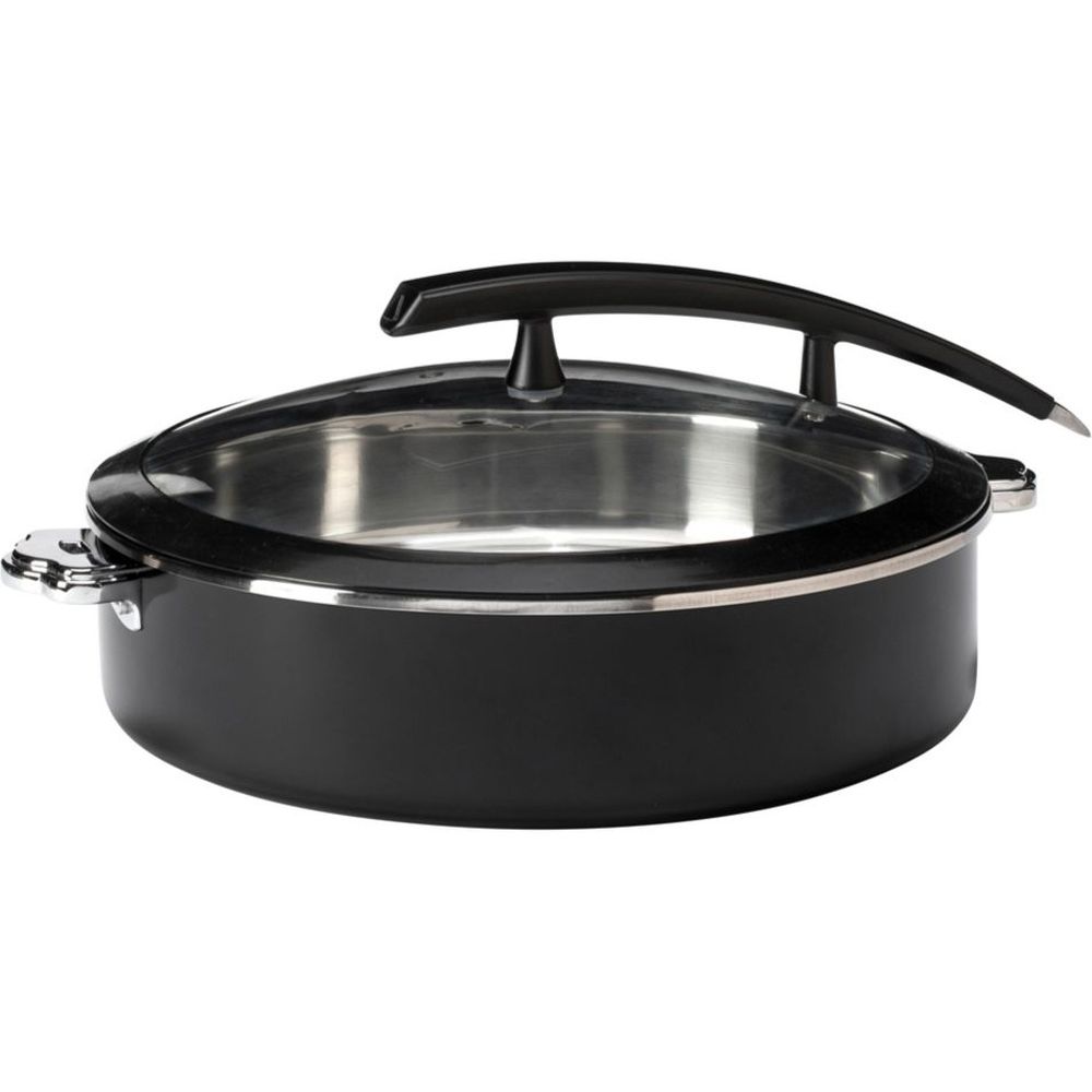 Rosseto Rondeau Buffet Server Round Black Pot With Food Pan, 7.93 Quart