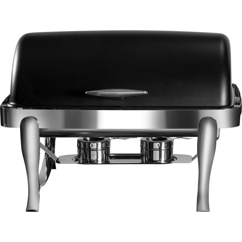Rosseto Roll Top Matte Black Rectangle Chafer With 9 Liter Food Pan