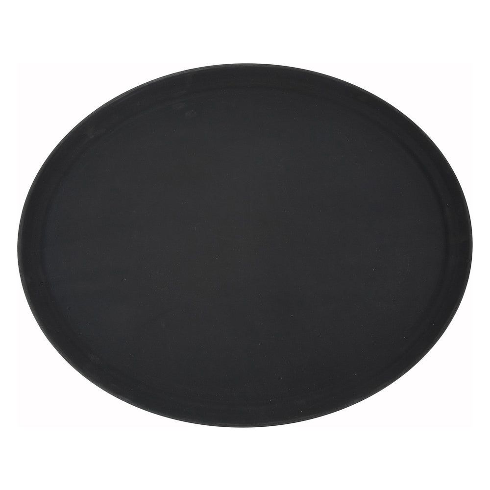 Winco Black Plastic Oval Easy Hold Rubber Lined Tray, 22 X 27 Inch -- 6 Per Case