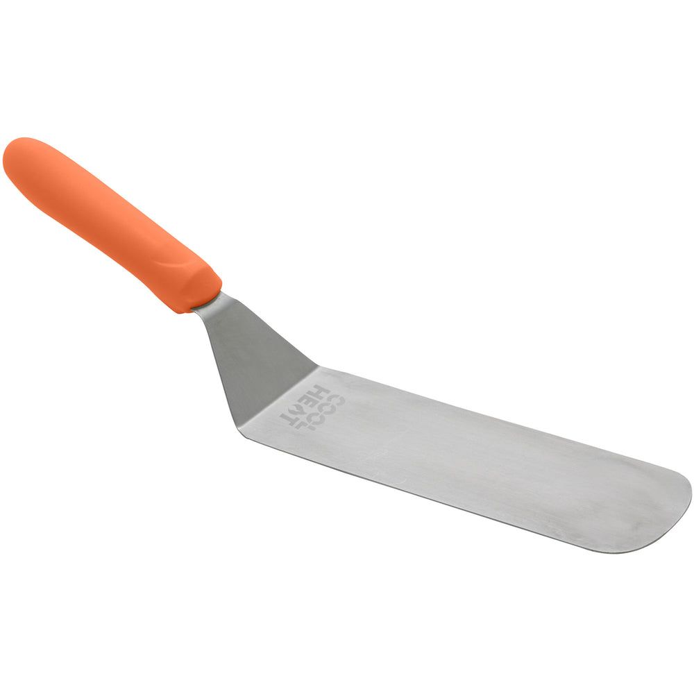Winco Espátula Acodada Flexible De Acero Inoxidable Con Acabado Satinado Y Alta Resistencia Al Calor, Con Mango De Nailon Naranja, Hoja De 8 1/4 X 2 7/8 Pulgadas -- 12 Por Caja