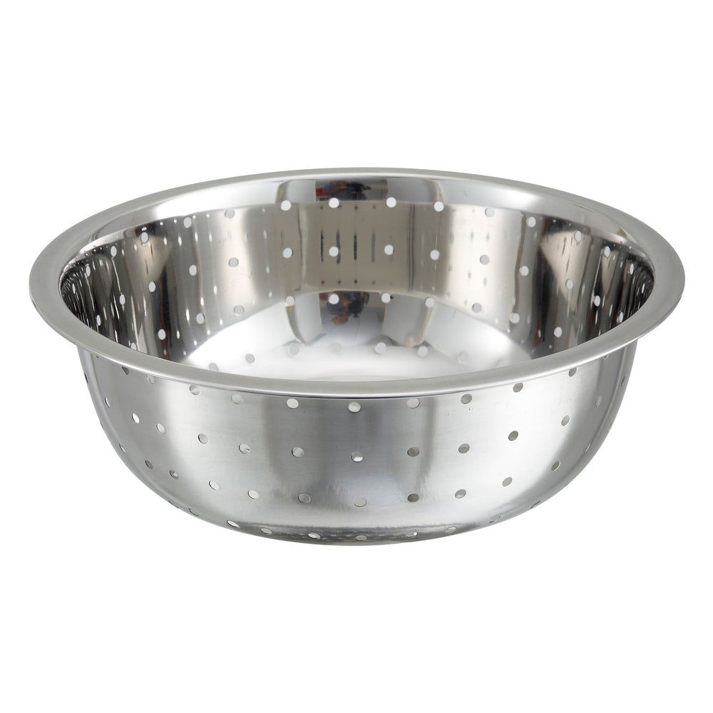 Winco Stainless Steel Chinese-style Coarse Colander With 5 Mm Drain Holes, 5.25 Quart Capacity