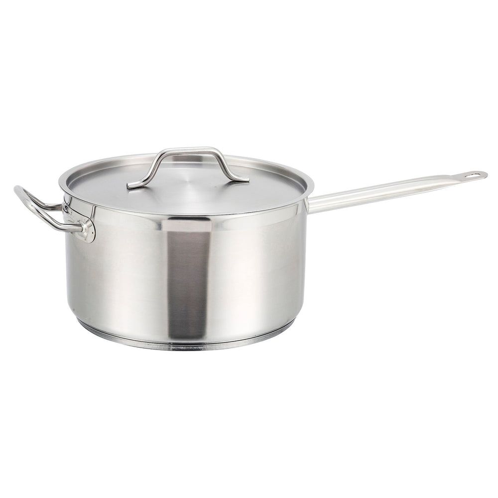 Winco 18/8 Stainless Steel Sauce Pan With Cover, 10 Quart Capacity
