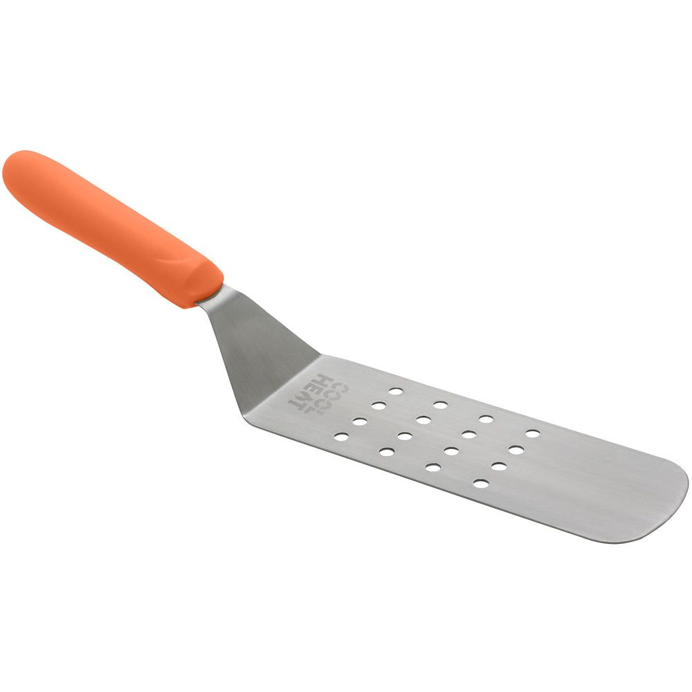 Winco Stainless Steel Satin Finish High Heat Perforated Flexible Offset Turner With Orange Nylon Handle, 8 1/4 X 2 7/8 Inch Blade