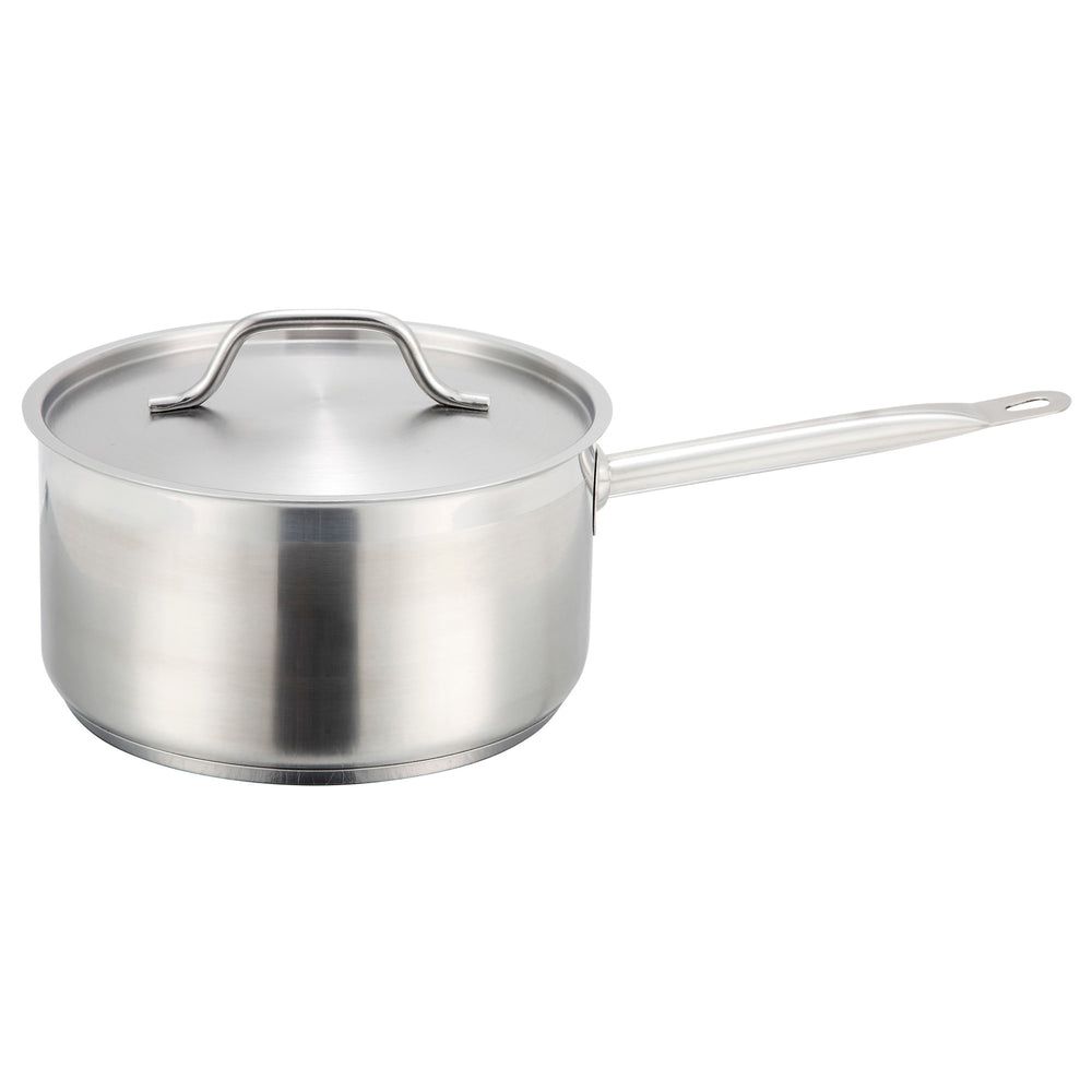 Winco 18/8 Stainless Steel Sauce Pan With Cover, 6 Quart Capacity