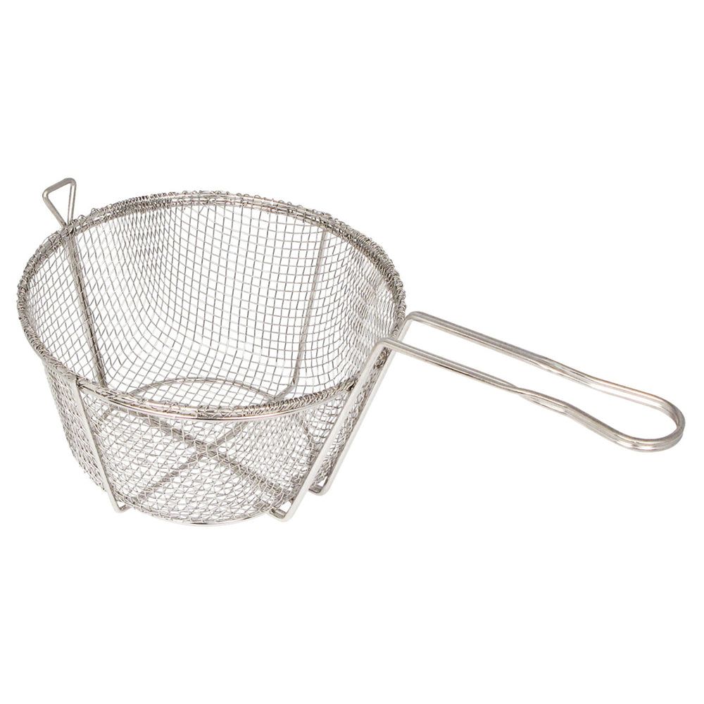 Winco Nickel Plated 4mm Wire Mesh Round Fry Basket With 9 Inch Handle, 10.5 X 10.5 X 6 Inch