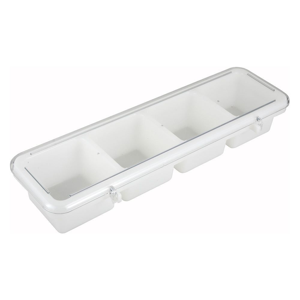 Winco White Plastic 4 Compartments Condiment Holder, 18 X 5 X 3 Inch