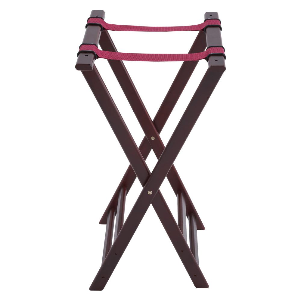 Winco Mahogany Rubberwood Folding Tray Stand, 32 Inch Height
