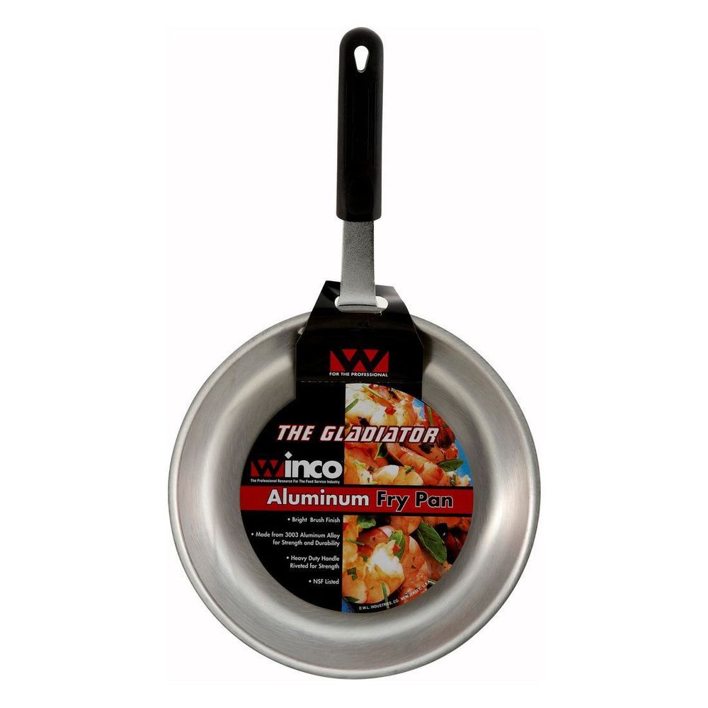 Winco Gladiator 3003 Aluminum Natural Finish Fry Pan With Silicone Sleeve, 10.62 X 2 Inch