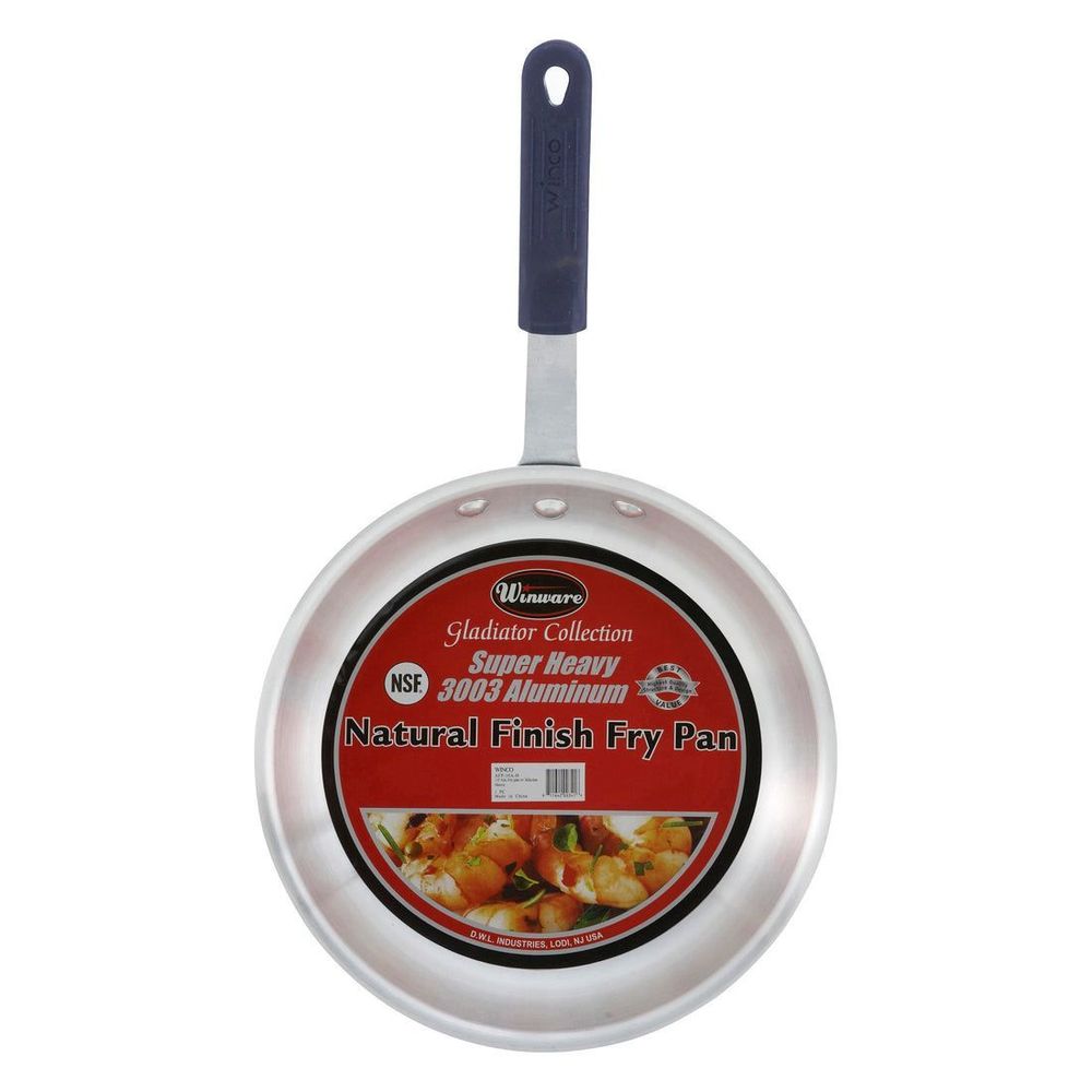 Winco Gladiator 3003 Aluminum Natural Finish Fry Pan With Silicone Sleeve, 8 Inch