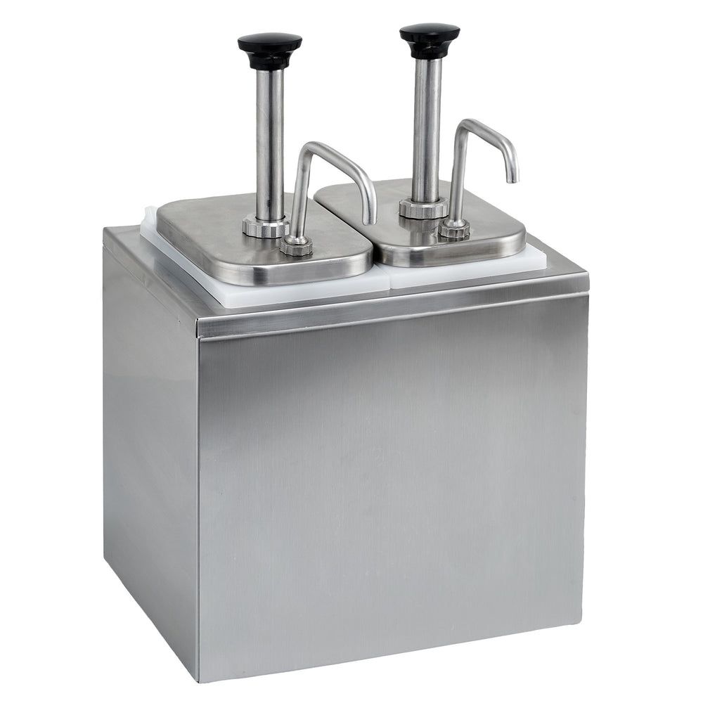 Winco 18/8 Stainless Steel Condiment Dispenser With 2 Standard Pumps Set -- 2 Per Case