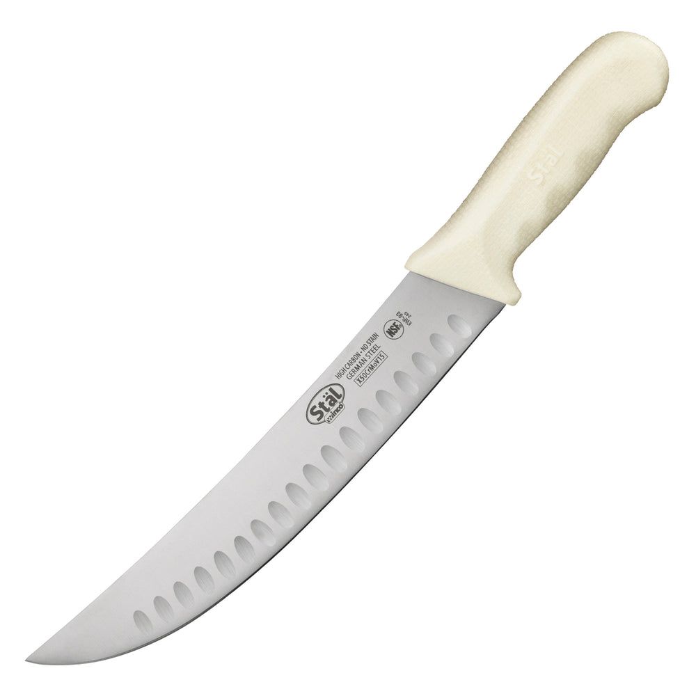 Winco Stal Hollow Ground Cimeter Knife With White Polypropylene Handle, 9.5 Inch Blade -- 6 Per Case