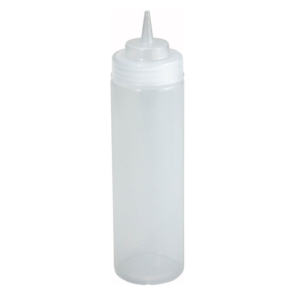Winco Clear Plastic Wide Mouth Squeeze Bottle, 16 Ounce Capacity -- 8 Per Case