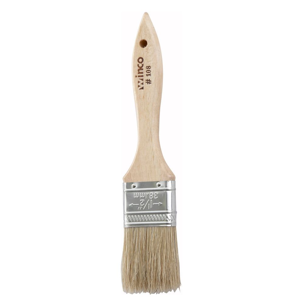 Winco Flat Pastry/basting Brush With Wooden Handle Metal Ferrule, 2.19 X 0.56 X 9.38 Inch