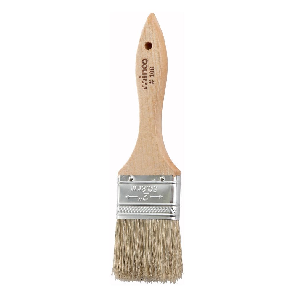 Winco Flat Pastry/basting Brush With Wooden Handle Metal Ferrule, 8.25 X 2 X 0.63 Inch