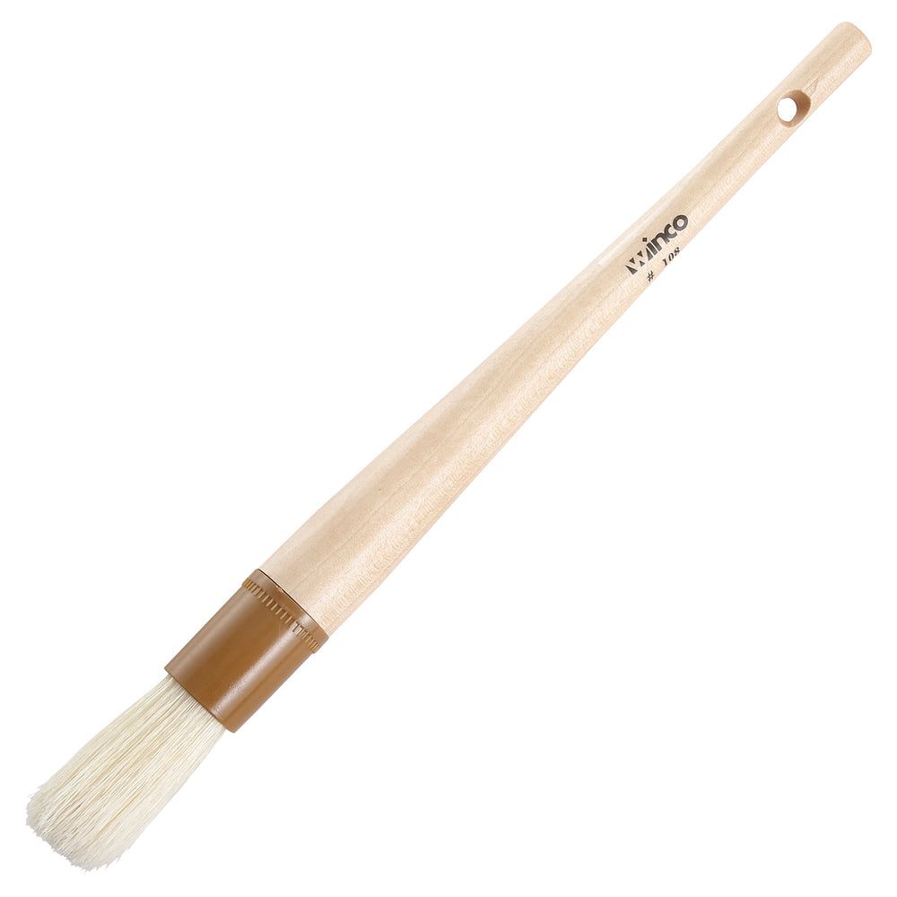 Winco Round Pastry/basting Brush With Wooden Handle Plastic Ferrule, 12.13 X 1 X 1 Inch