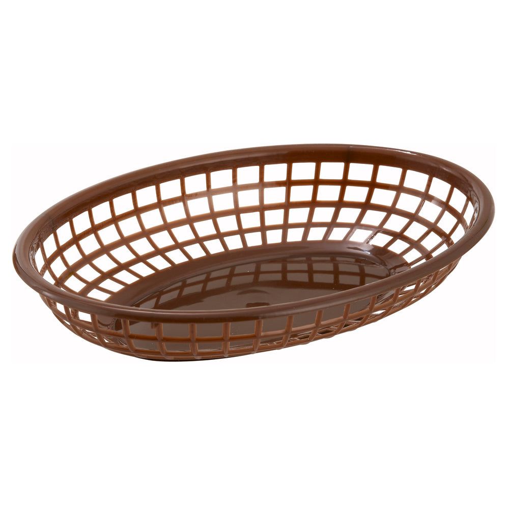 Winco Brown Plastic Oval Fast Food Basket, 9 1/2 X 5 X 2 Inch -- 12 Per Case