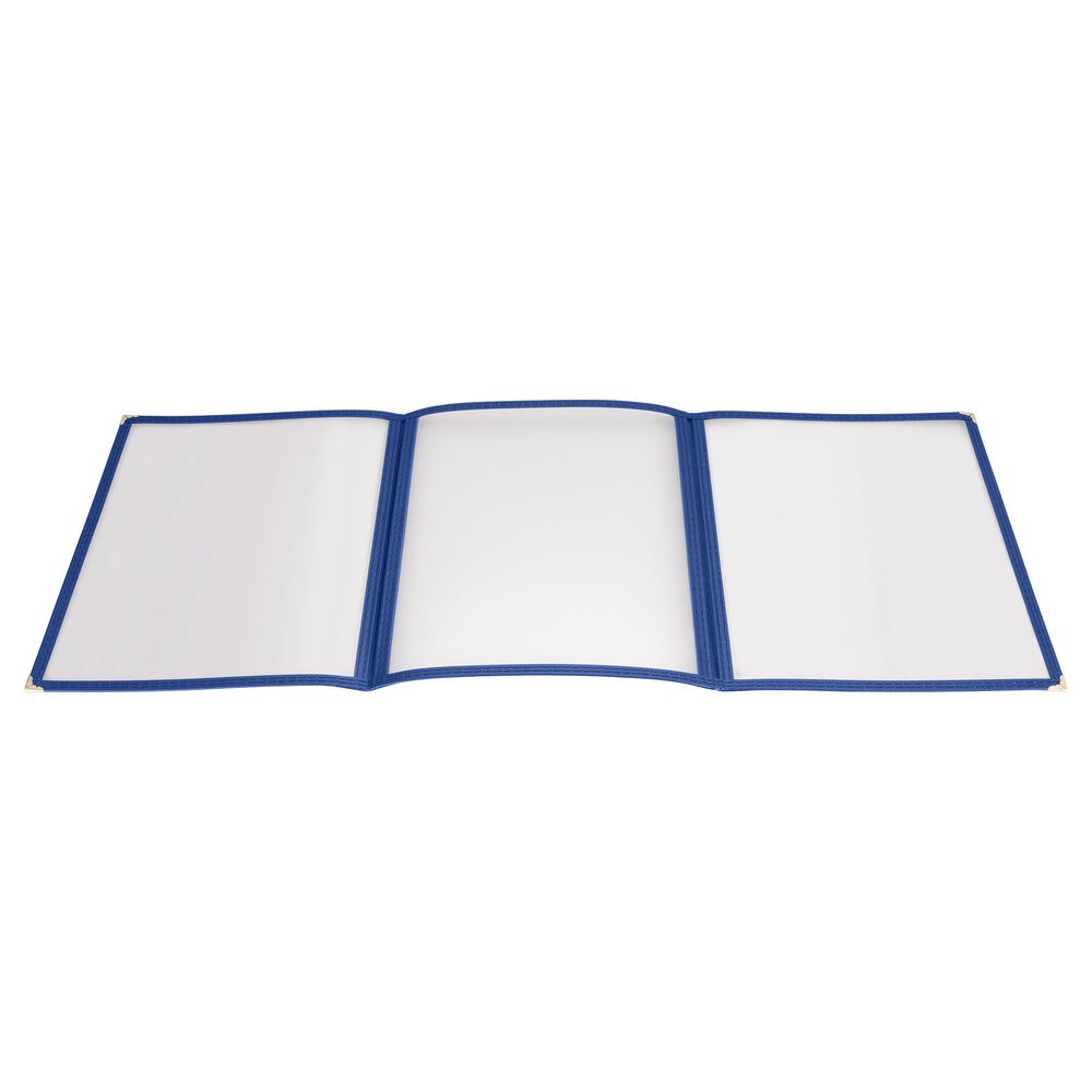 Winco Blue Tri-fold Triple Panel Menu Cover, 9-1/2 X 12-1/8 Inch
