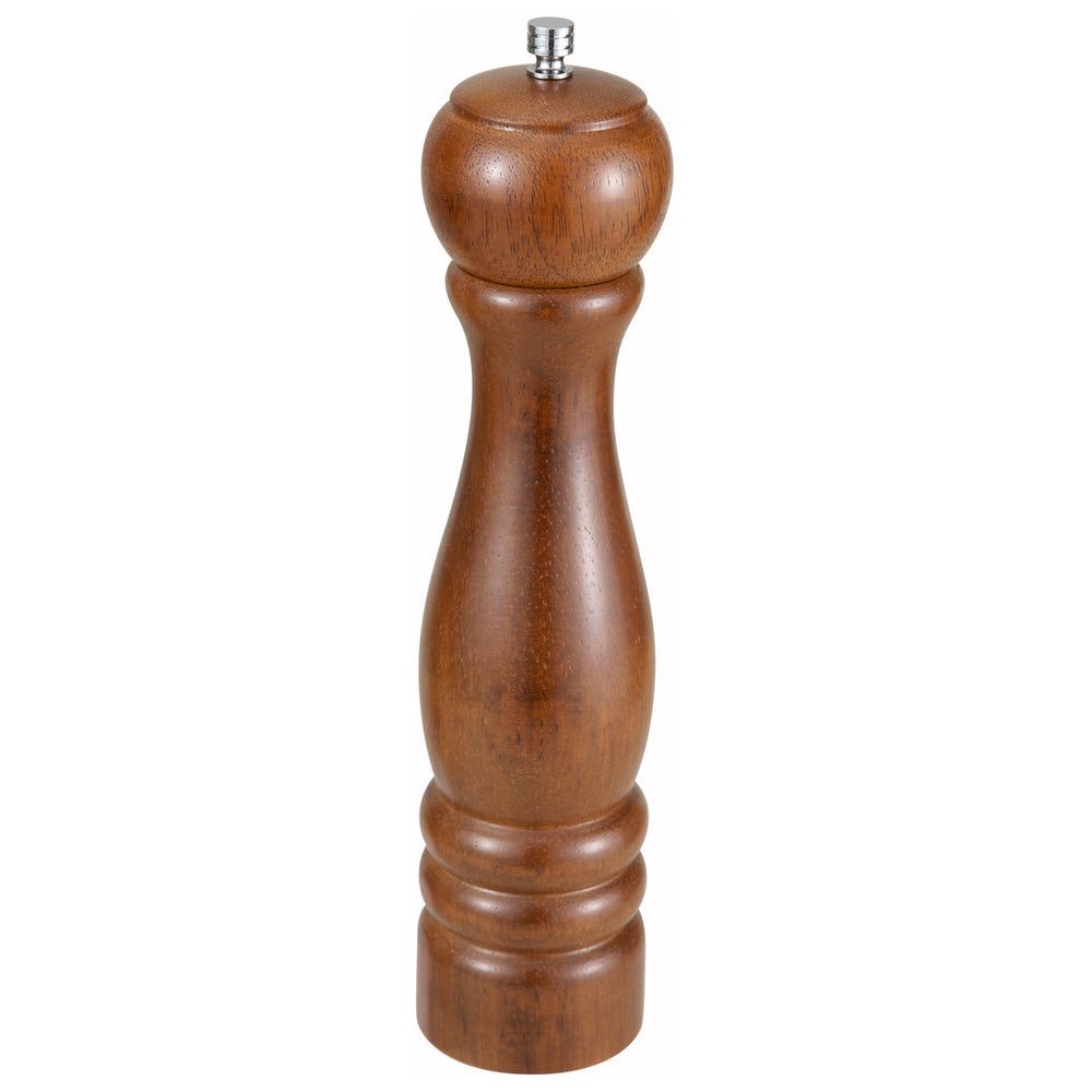 Winco Russet Brown Wood Peppermill, 10 Inch
