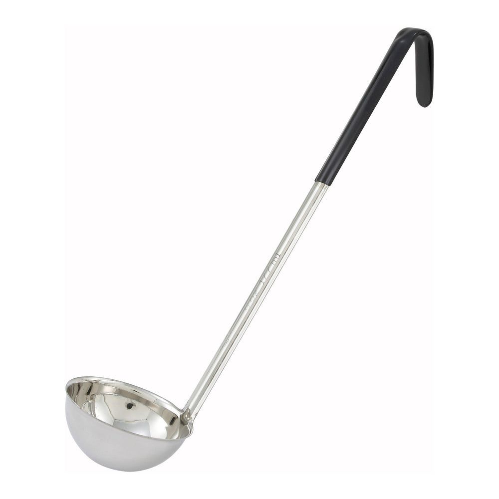 Winco Stainless Steel One Piece Ladle With 15.5 Inch Black Handle, 6 Ounce Capacity