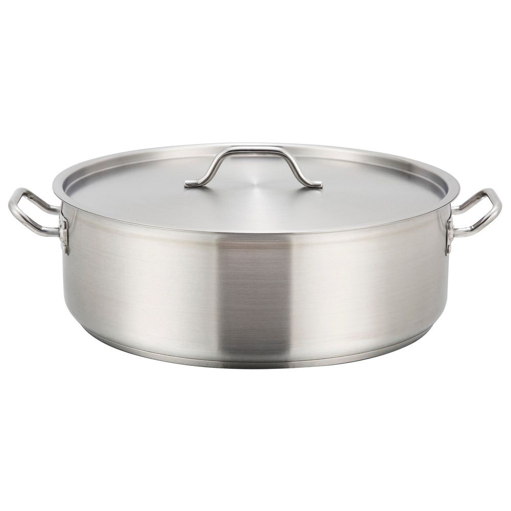 Winco 18/8 Stainless Steel Brazier With Cover, 20 Quart Capacity