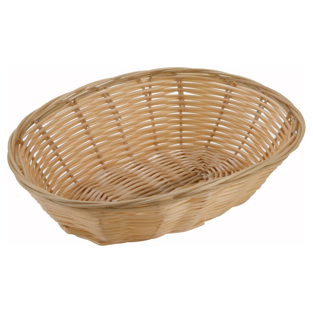 Winco Tan Poly Oval Woven Basket, 9-1/2 X 6-1/2 X 2-3/4 Inch -- 12 Per Case
