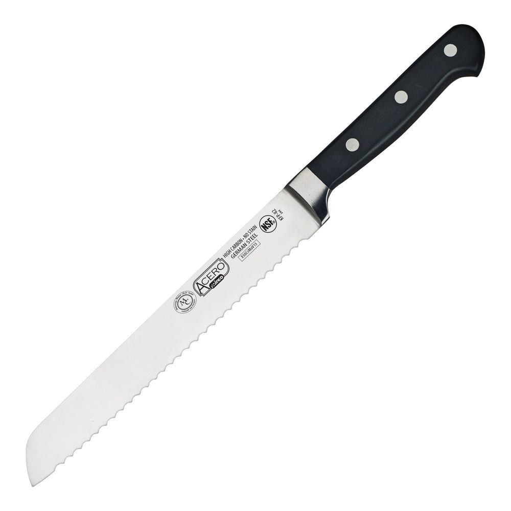 Winco Acero Forged Triple Riveted Bread Knife, 8 Inch Blade -- 6 Per Case