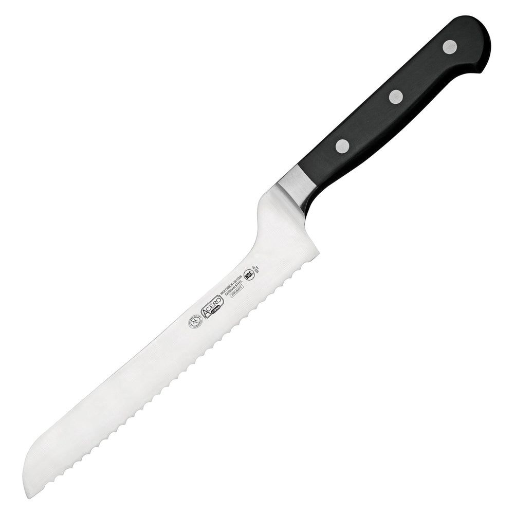 Winco Acero Forged Triple Riveted Offset Bread Knife, 8 Inch Blade -- 6 Per Case