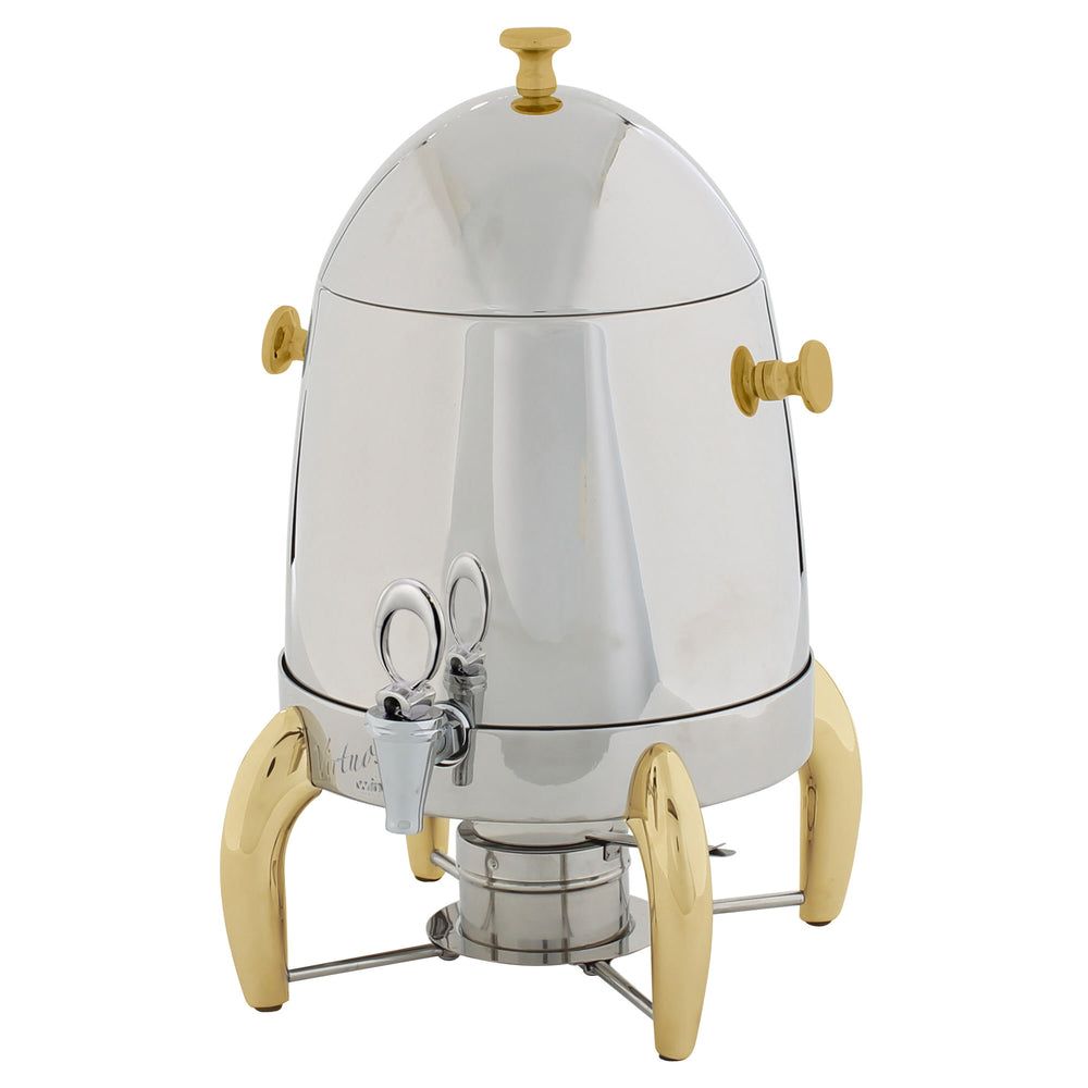 Winco Virtuoso Stainless Steel Gold Accent Coffee Urn, 3 Gallon Capacity