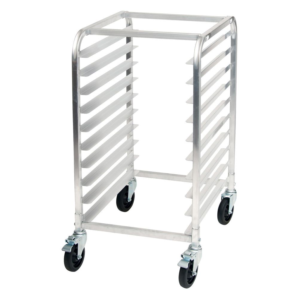 Winco Rack De Aluminio Soldado Para Bandejas De Horno De 10 Niveles Con Carga Por El Extremo Y Frenos, 21 X 26.5 X 39 Pulgadas