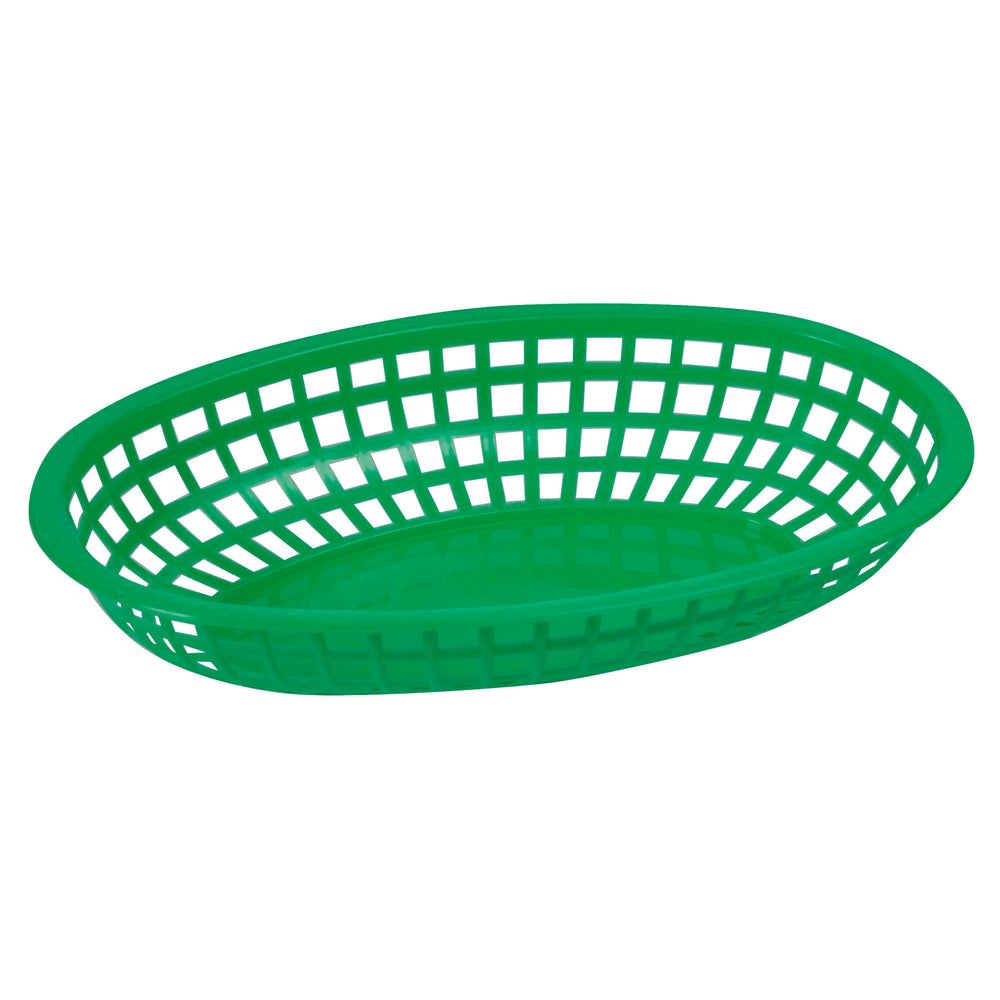 Winco Green Plastic Oval Fast Food Basket, 10 1/4 X 6 3/4 X 2 Inch -- 3 Per Case