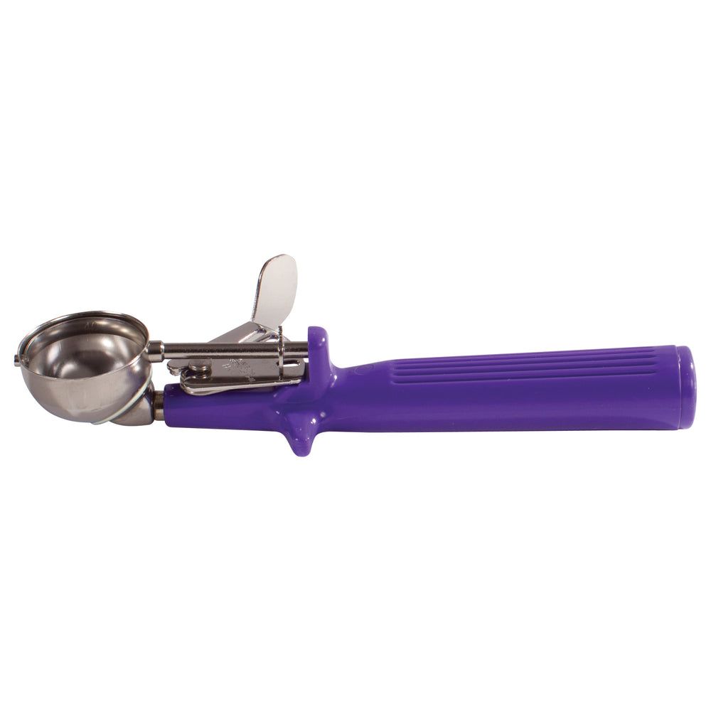 Winco 18/8 Stainless Steel Size 40 One Piece Thumb Press Disher With Purple Handle, 3/4 Ounce Capacity -- 12 Per Case