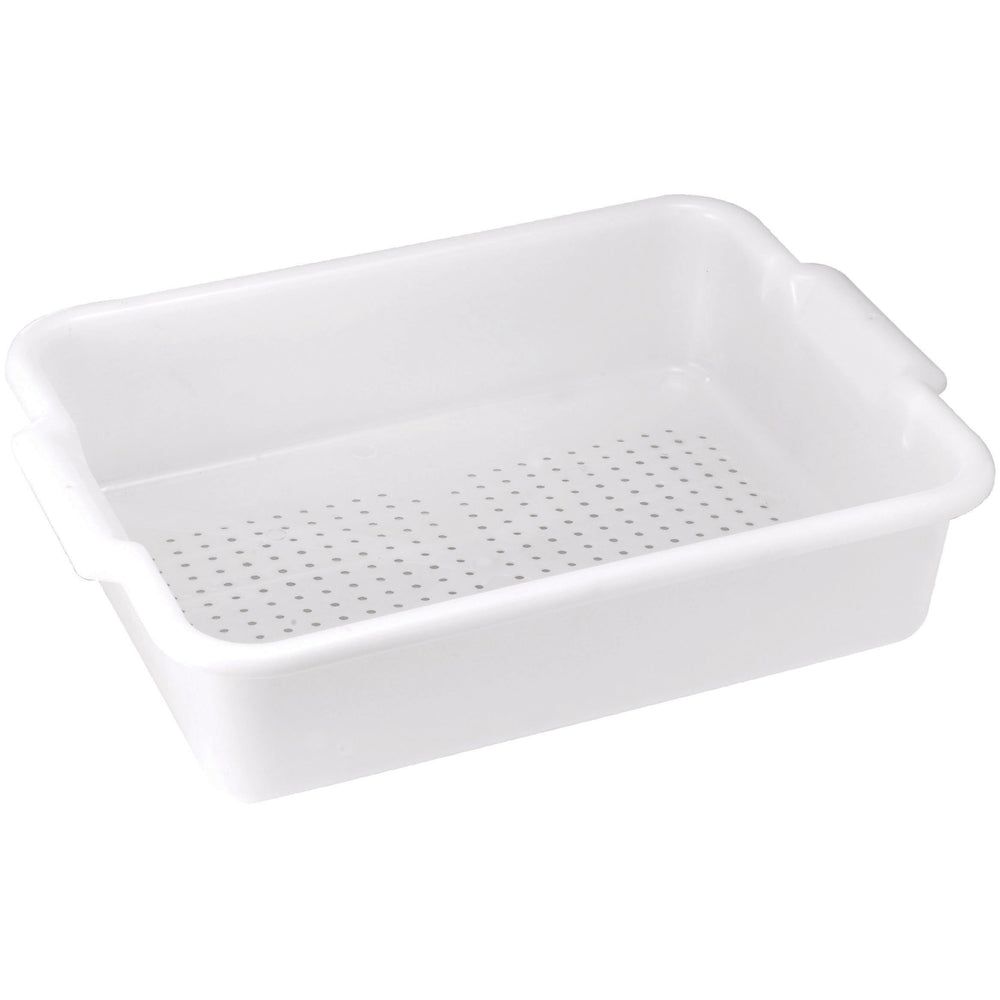 Winco White Heavyweight Polypropylene Perforated Bus Box, 21 1/4 X 15 3/8 X 4 7/8 Inch -- 6 Per Case