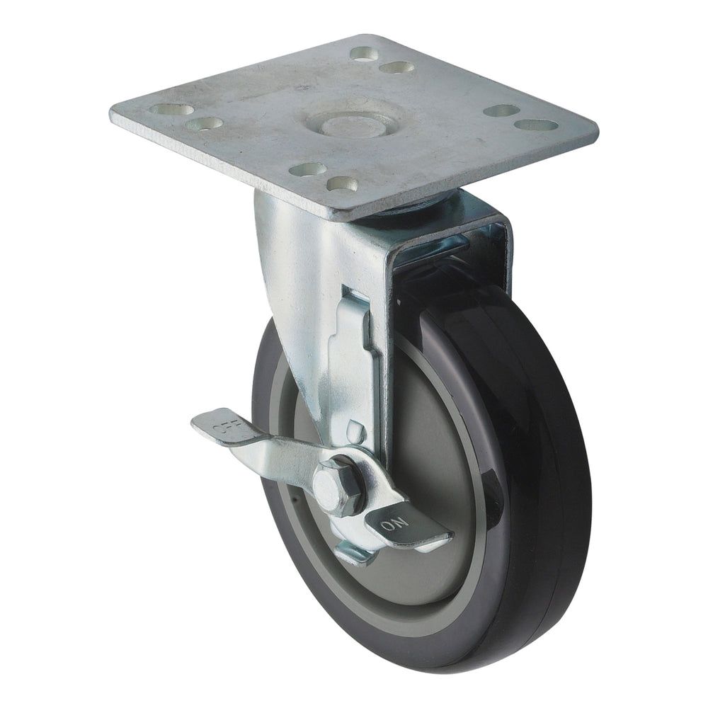 Winco Universal Plate Caster Set With Brake For 4 X 4 Inch Universal Plate, 5 Inch Wheels -- 4 Set Per Case