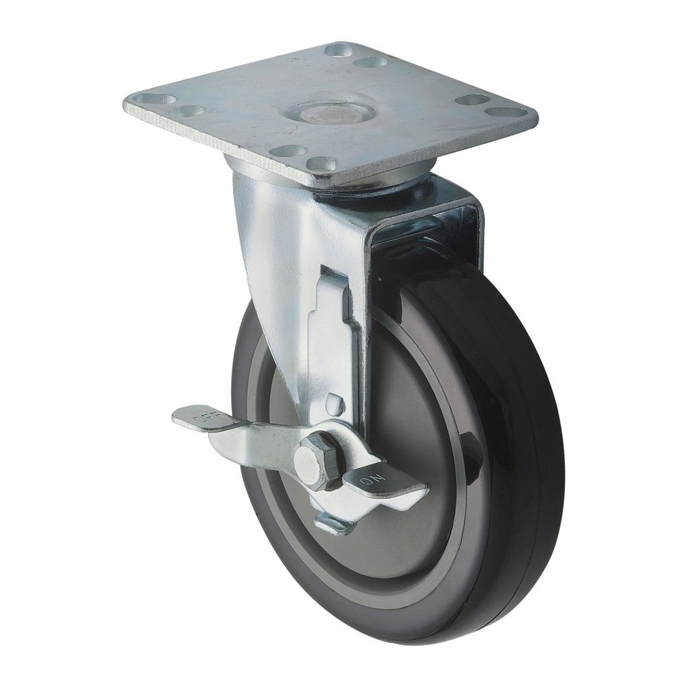 Winco Universal Plate Caster Set With Brake For 3 1/2 X 3 1/2 Inch Universal Plate, 5 Inch Wheels -- 4 Set Per Case