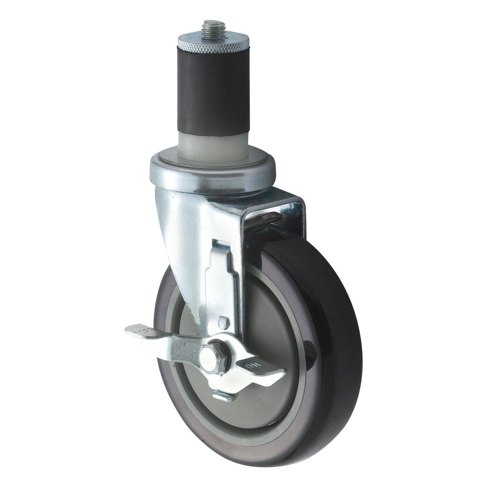 Winco Workable Stem Caster Set With Brake, 5 Inch Wheels -- 4 Set Per Case